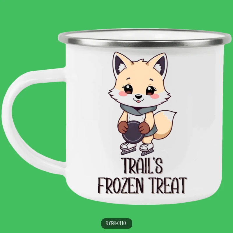 Funny Arctic Fox Camping Mug: Cheerful Skater, Humorous Gift For Outdoor Fun