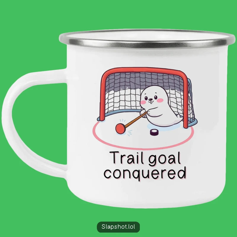 Funny Seal Campfire Hockey Mug - Adventure Laughs Gift