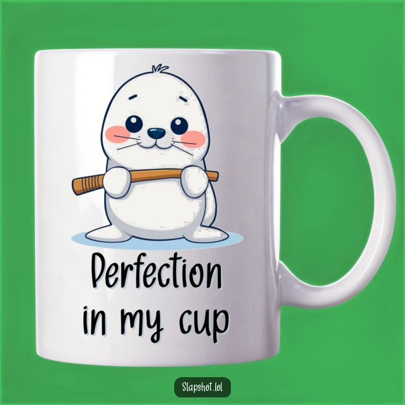 Funny Seal Mug: Balancing Hockey Stick, Perfect Quirky Gift For Sports Fans