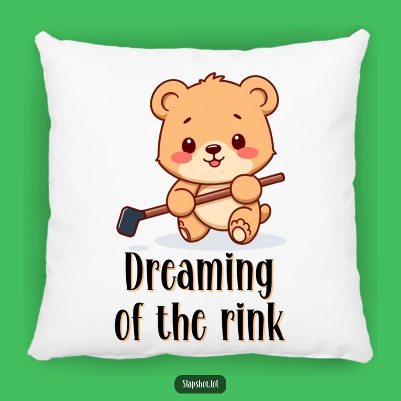 Funny Bear Cub Hockey Pillow: Cozy Comfort for Playful Sports Fans