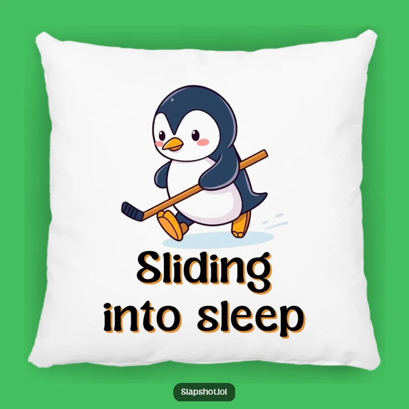Funny Penguin Hockey Pillow, Cozy Winter Cushion, Adorable Character Gift