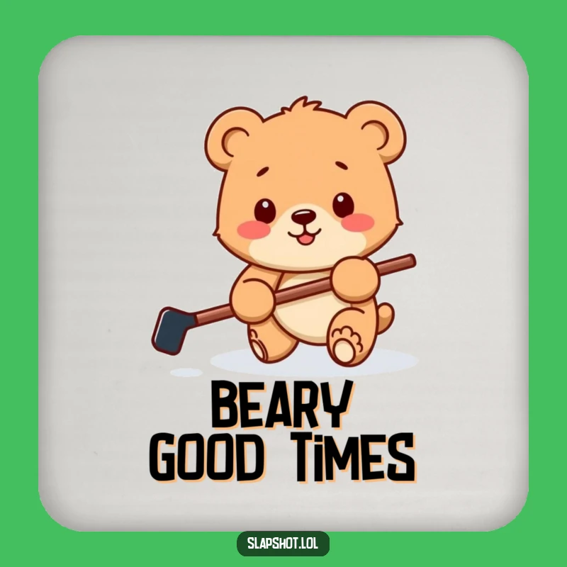 Funny Bear Cub Hockey Coaster Set: Protect Surfaces with Playful Style
