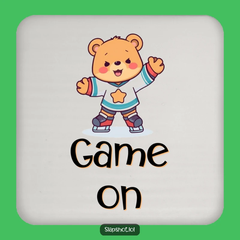 Funny Hockey Bear Coasters, Joyful Skater Table Protectors, Adorable Sports Fan Gift
