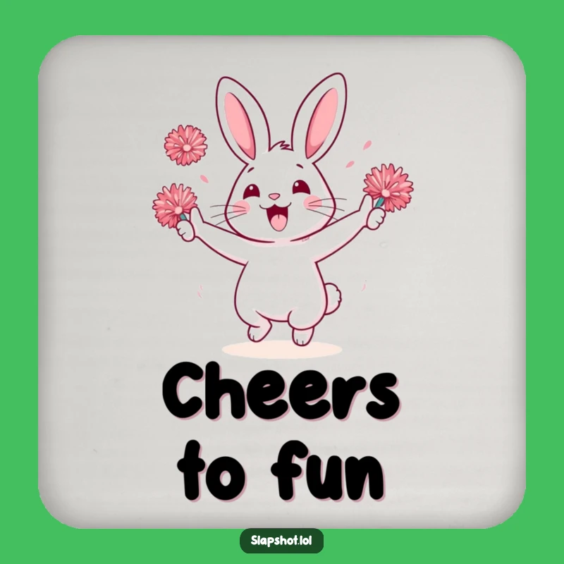 Funny Rabbit Pom-Pom Coaster - Fun Drink Accessory Gift