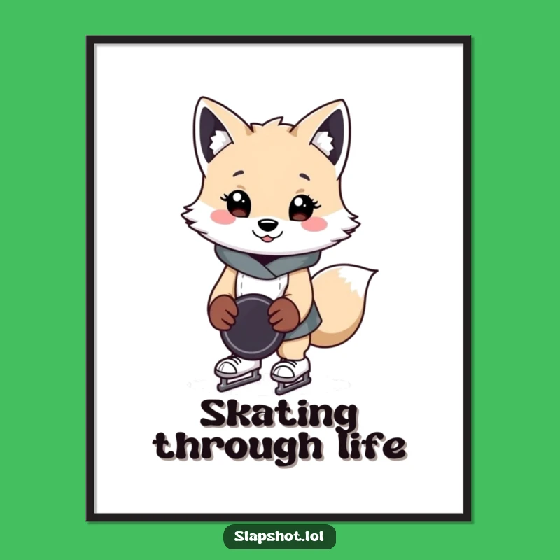 Funny Arctic Fox Poster: Cheerful Skater Art, Delightful Humorous Gift For Walls