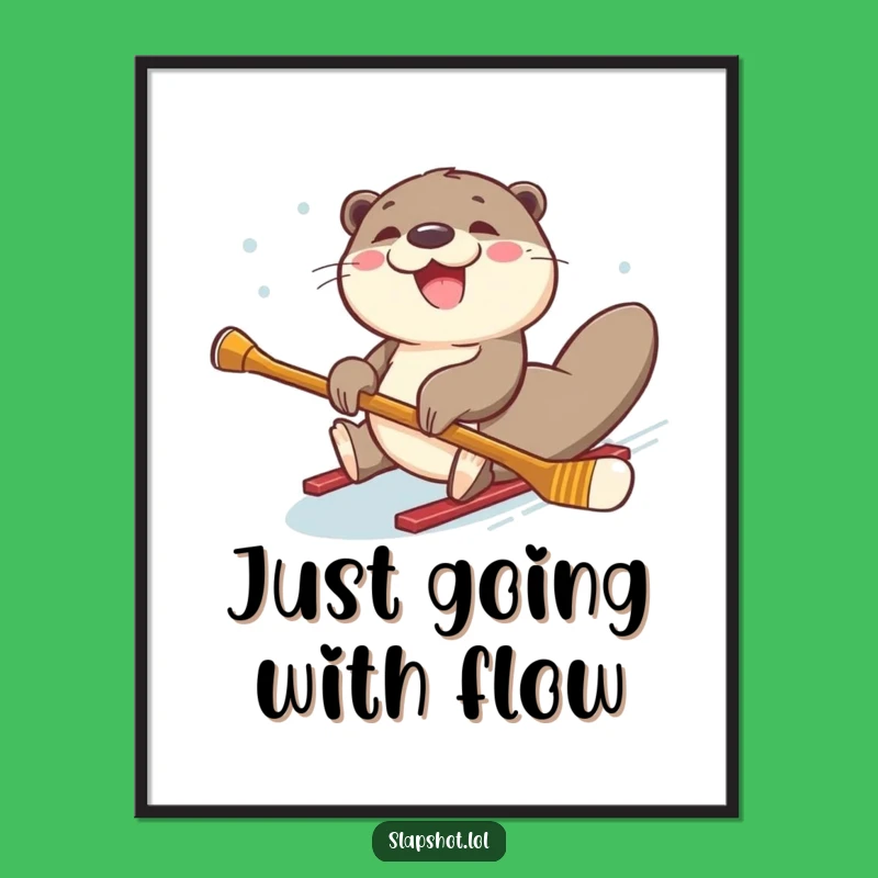 Funny Otter Hockey Poster: Joyful Wall Art for Sliding Enthusiasts