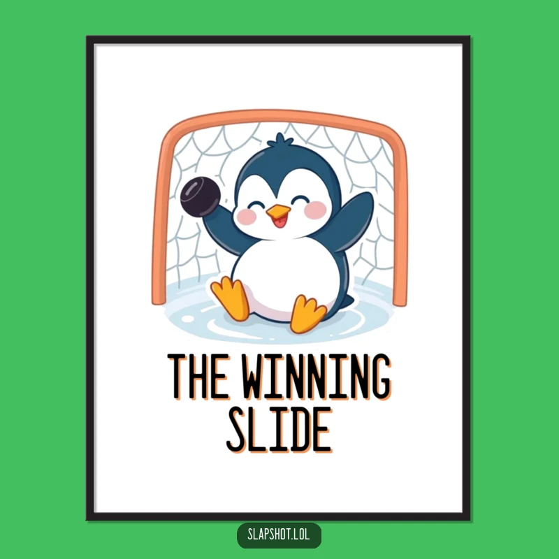 Funny Penguin Poster: Giggling Slapshot Art, Delightful Gift For Hockey Fans