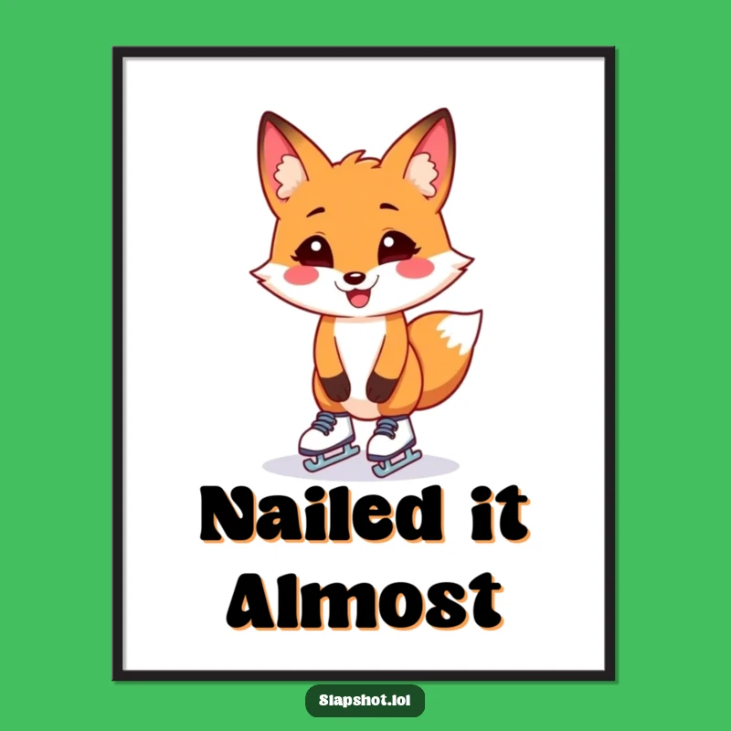 Funny Fox Skater Poster: Hilarious Wall Art for Awkwardly Adorable Spaces