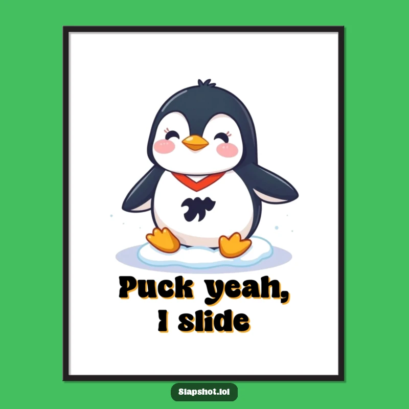 Funny Penguin Hockey Poster: Cheerful Sports Art for Your Wall