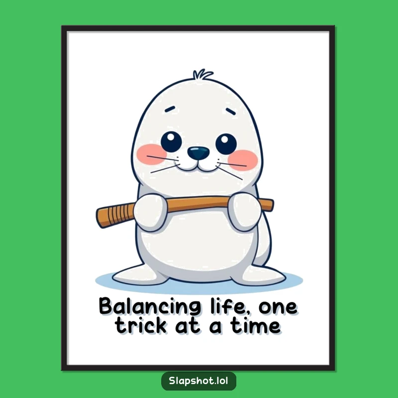 Free Printable Seal Wall Art: Funny Hockey Player Downloadable Decor