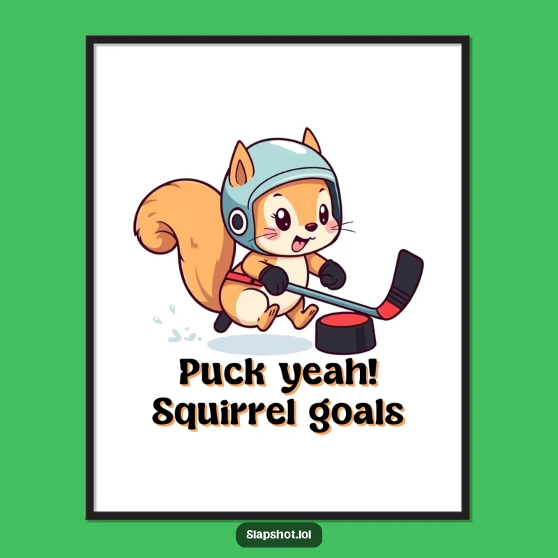 Free Printable Wall Art: Energetic Squirrel Hockey Player for Hilarious Downloadable Decor