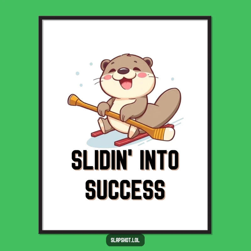 Free Printable Wall Art: Happy Otter Hockey Player for Hilarious Downloadable Decor