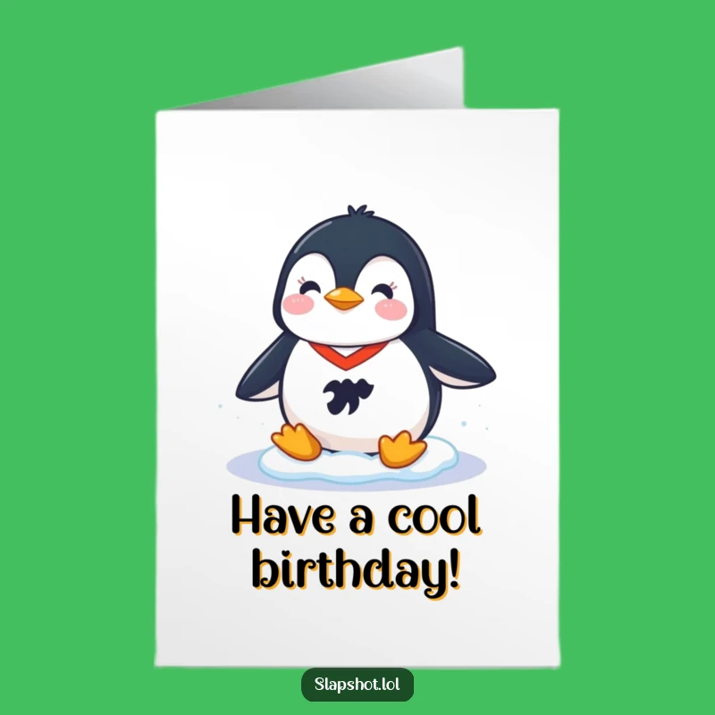 Funny Free Printable Penguin Birthday Card: Hockey Star Sliding Downloadable Gift
