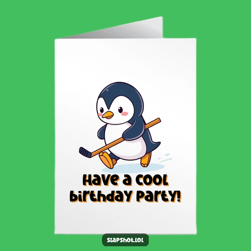 Free Printable Funny Birthday Card: Penguin Hockey Player, Downloadable Fun Gift