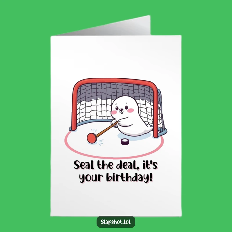 Free Printable Birthday Card: Funny Seal Hockey Player Funny Downloadable Gift