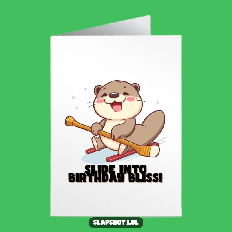 Free Printable Birthday Card: Happy Otter Slidin' for a Funny Downloadable Gift
