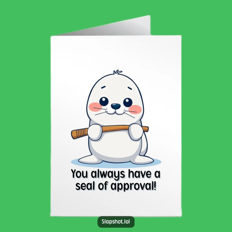 Free Printable Seal Congrats Card: Funny Hockey Player Downloadable for Wins