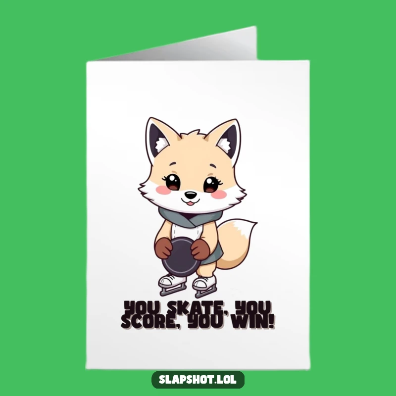 Free Printable Arctic Fox Congrats Card: Funny Skater Downloadable for Wins