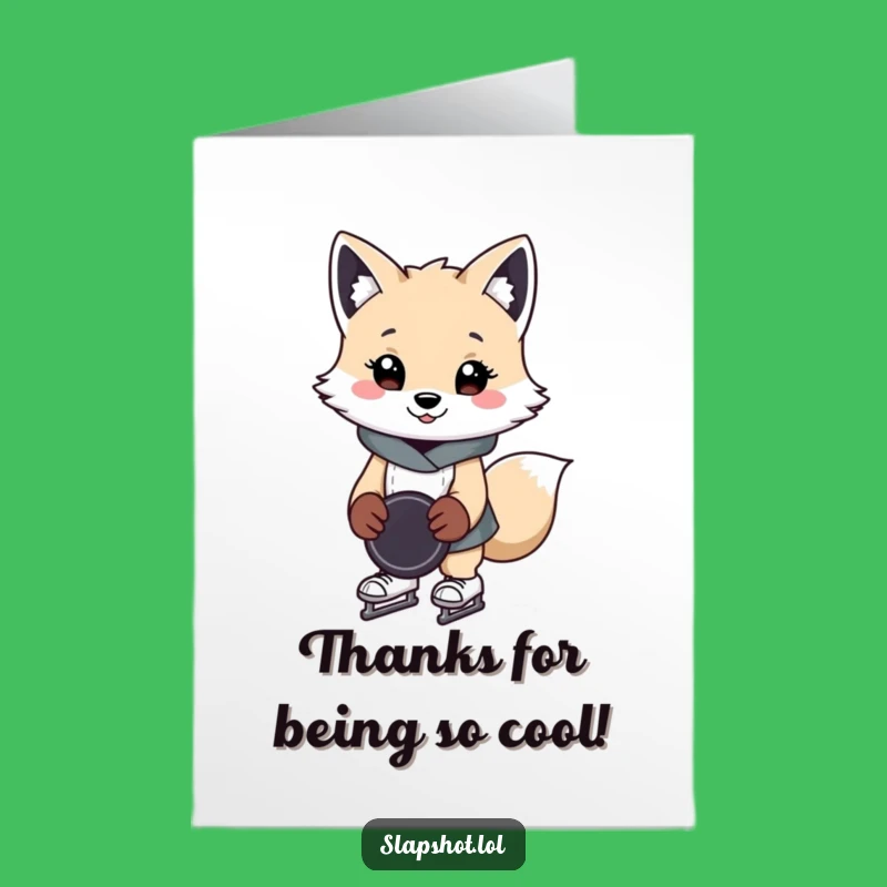 Free Printable Arctic Fox Thank You Card: Funny Skater Downloadable for Appreciation