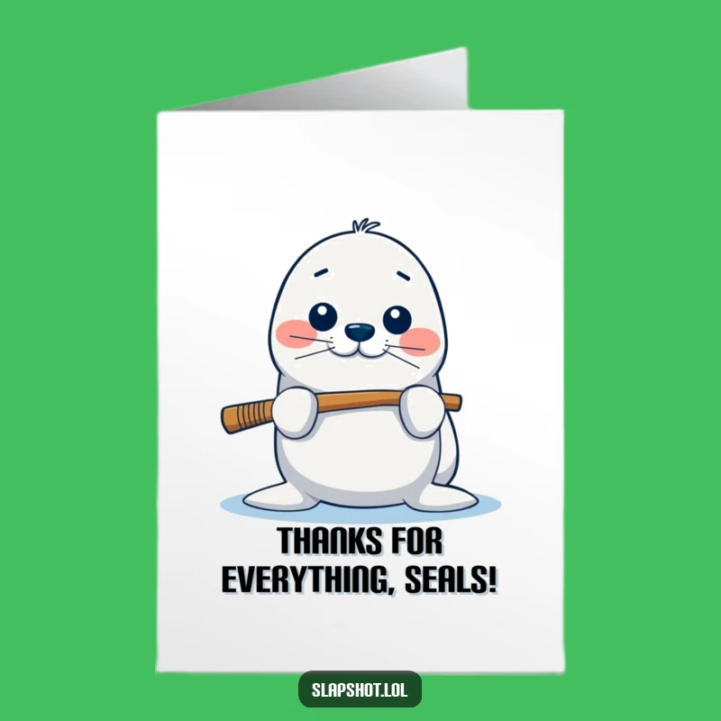 Free Printable Seal Thank You Card: Funny Hockey Player Downloadable for Gratitude