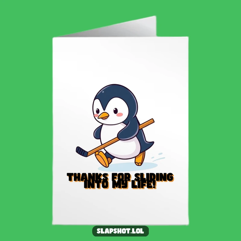 Free Printable Thank You Card: Penguin Hockey Player, Cute Downloadable Appreciation Gift