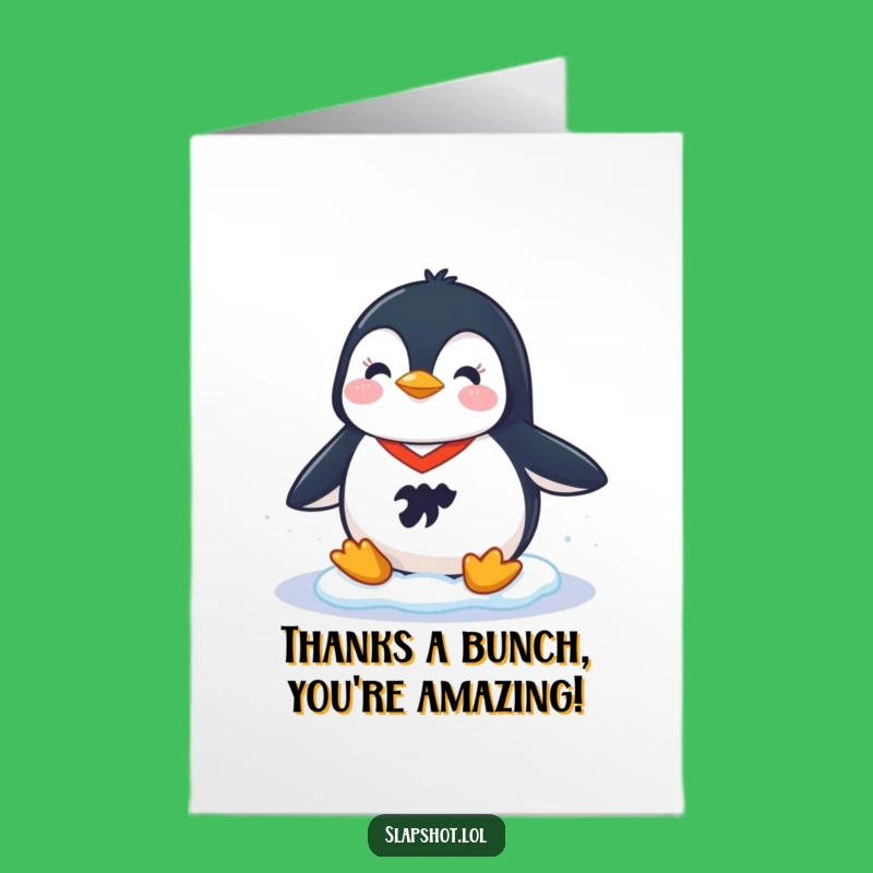 Free Printable Penguin Thank You Card: Hockey Slide Gratitude Downloadable