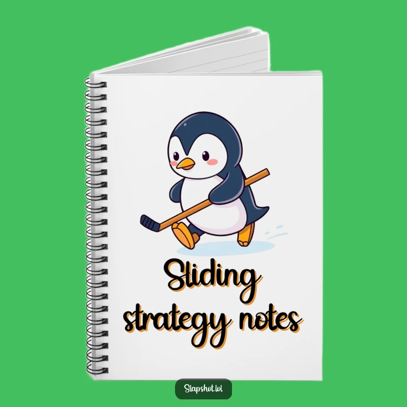 Funny Penguin Hockey Notebook, Sliding Skater Journal, Perfect Winter Gift