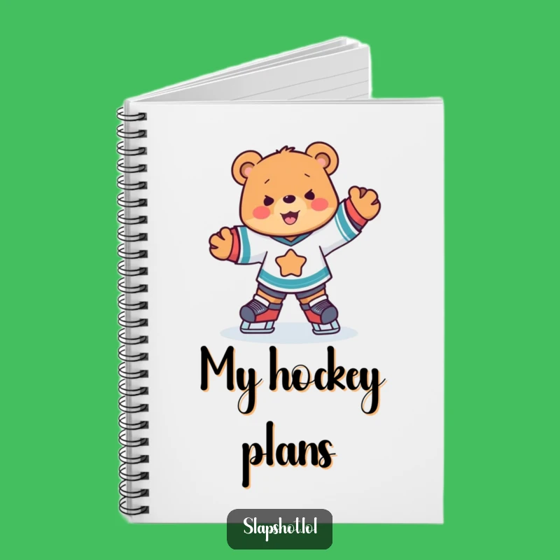 Funny Hockey Bear Notebook, Joyful Skater Journal, Perfect Sports Fan Gift