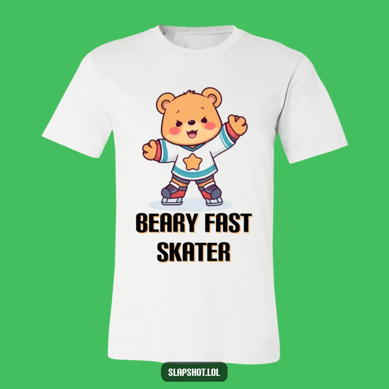 Funny Hockey Bear T-Shirt, Joyful Skater Design, Hilarious Sports Fan Tee