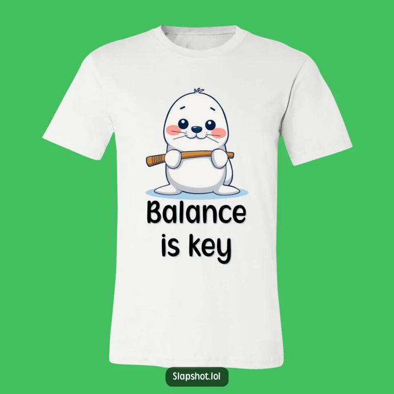 Funny Seal T-Shirt: Balancing Hockey Stick, Great Humorous Gift For Animal Lovers