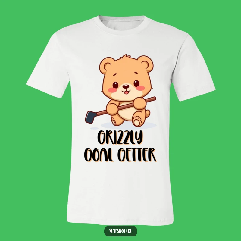Funny Bear Cub Hockey T-Shirt: Playful Puck Battter for a Cool Gift