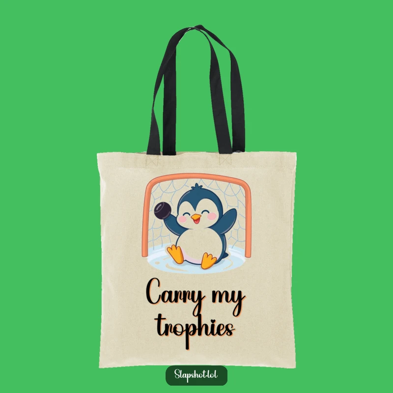 Funny Penguin Tote Bag: Giggling Slapshot Style, Perfect Gift For Hockey Moms