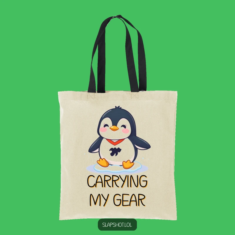 Funny Penguin Hockey Tote Bag: Carry Your Gear with Cheerful Style