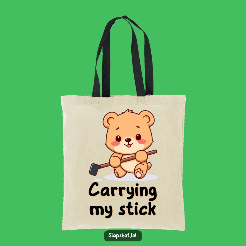 Funny Bear Cub Hockey Tote Bag: Carry Your Gear with Playful Style